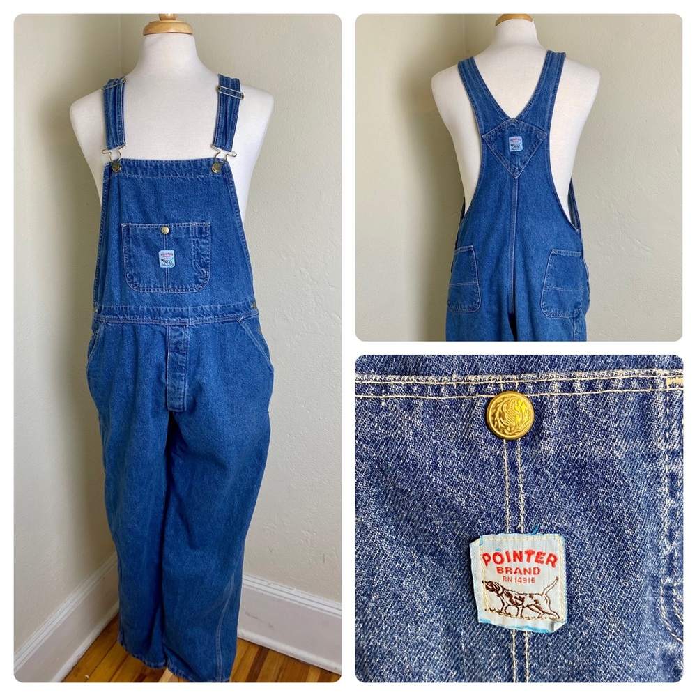 Pointer Brand Overall Bibs Mens 40X29 Blue Denim Carpenter High Back Vintage USA